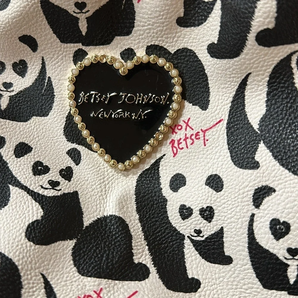 Betsey Johnson Full Size Super Cute Panda backpack, Floral Lining